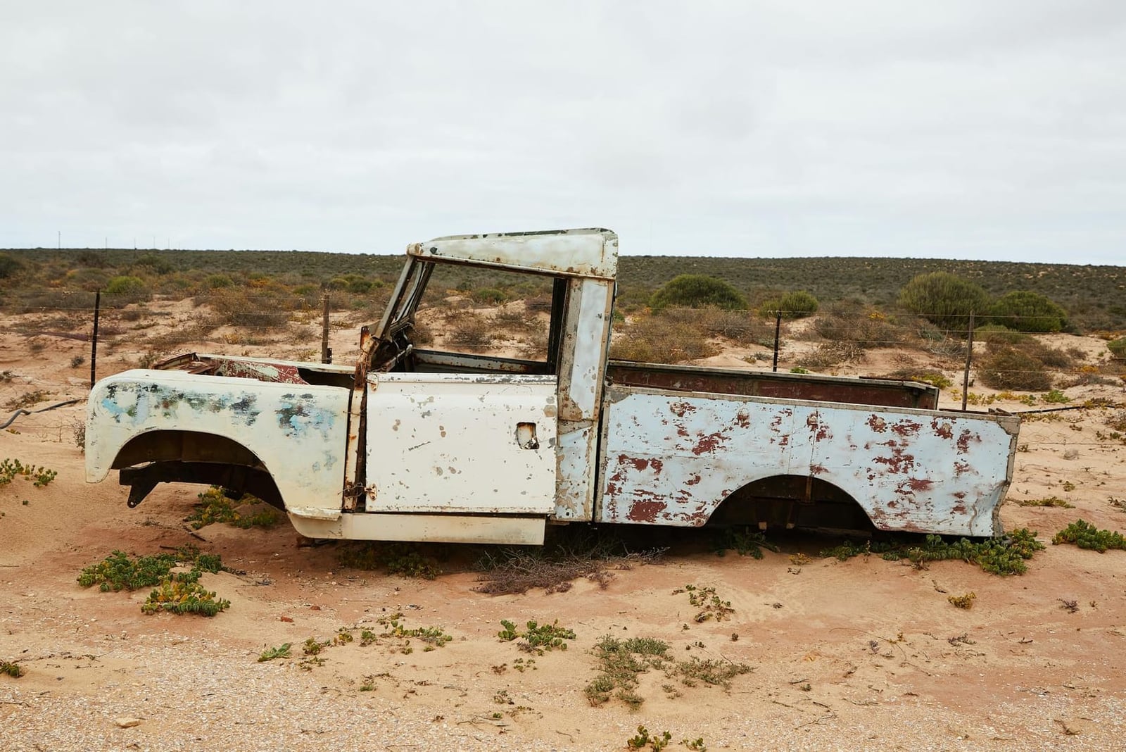 A weathered Land Rover Series body awaiting restoration
