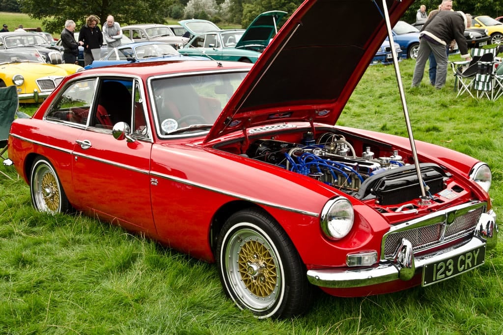 A 1970 MG MGC GT, three-quarter view